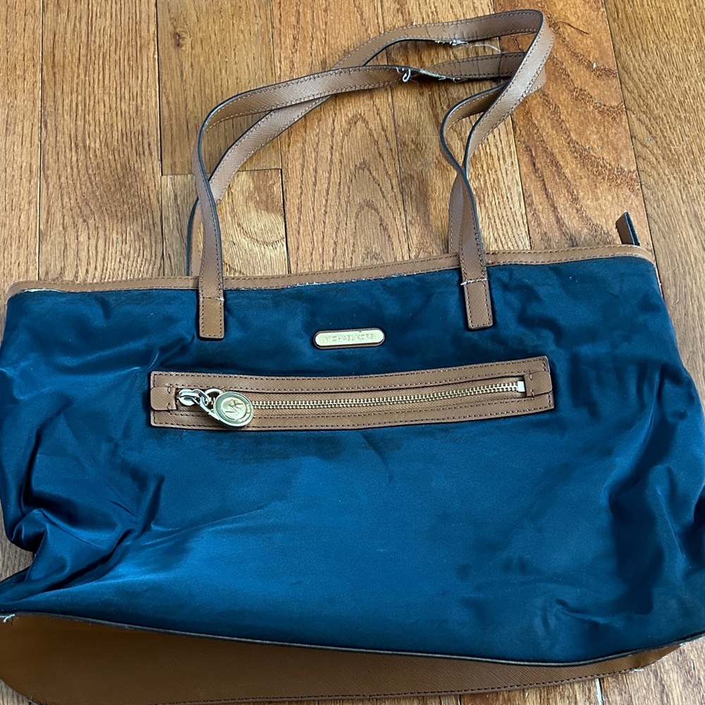 Michael Kors Stylish Brown and Blue Tote Bag